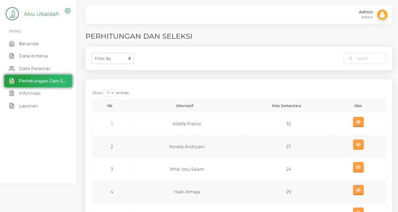 Recruitment AHP & TOPSIS Screenshot 1