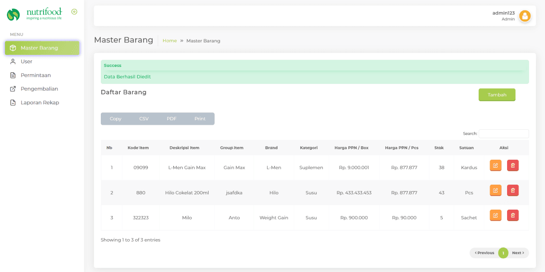 Stock Managing System
